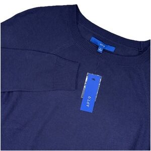 APT 9 Womens Navy Asymmetrical Hem Tunic Sweater Size Small Lightweight